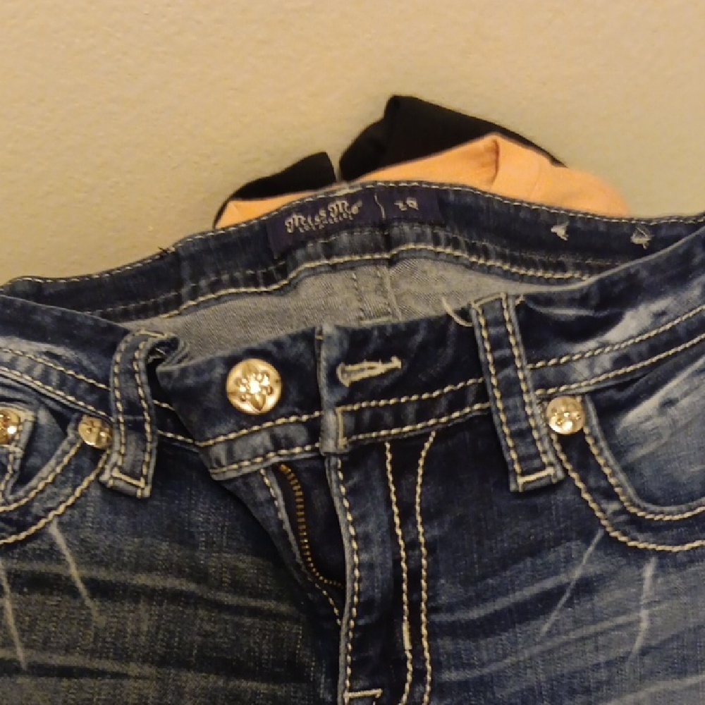 Miss Me Women's Dark Blue Jeans with Wing Embellishments - Picture 2 of 3
